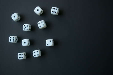 Multiple dice on black backgroundの写真素材