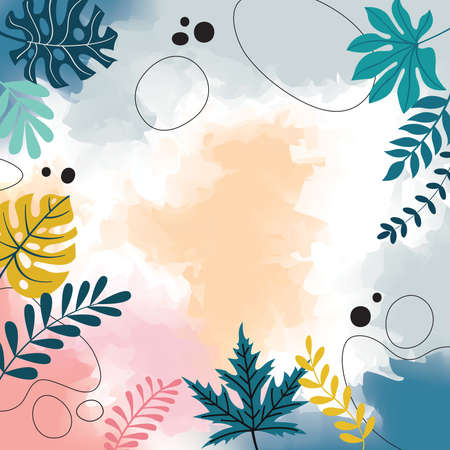 Color splash abstract background for design. Design banner frame. Colorful background with tropical...