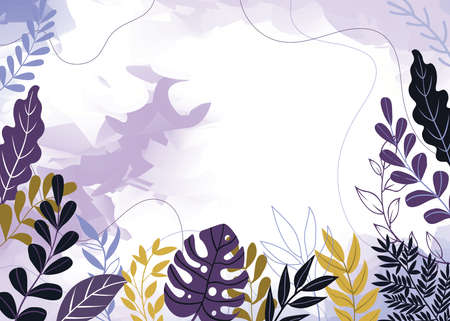 Design banner frame background .Colorful  poster background vector illustration.branches,art print...