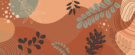 Abstract background with organic shapes, leaves and spots. Vector illustration.