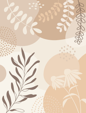 Seamless pattern with abstract flowers and leaves. Vector illustration.の写真素材