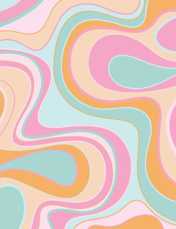 Seamless pattern with wavy lines in pastel colors.