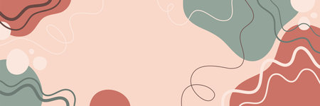 Abstract vector background with organic shapes and lines in pastel colors.の写真素材