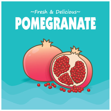 Vintage food poster design with pomegranate.のイラスト素材