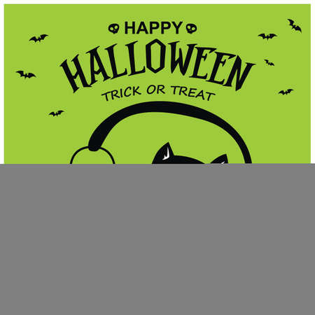 Vintage Halloween poster design with vector cat character.のイラスト素材