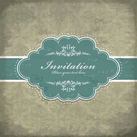 Vintage invitation card with ornate elegant frame and place for your text, vector illustrationのイラスト素材