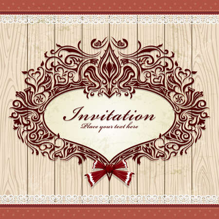 Vintage frame on the wooden background. Vector illustration for your designのイラスト素材
