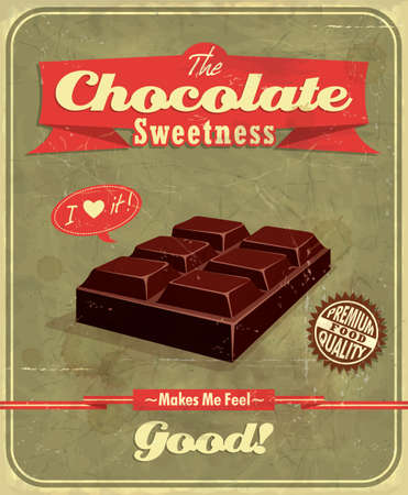 Chocolate bar on the grunge background. Vector illustration for your designのイラスト素材