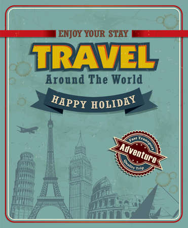 Vintage travel poster designのイラスト素材