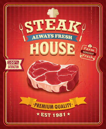 Vintage steak poster designのイラスト素材