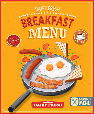 Vintage breakfast menu poster designのイラスト素材