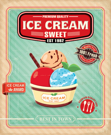 Vintage Ice Cream poster designのイラスト素材