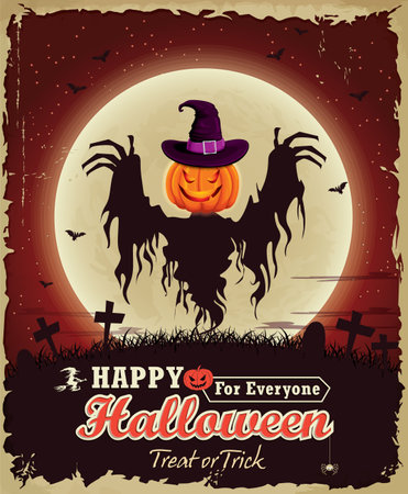 Vintage Halloween poster set designのイラスト素材