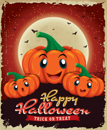 Vintage Halloween poster design with pumpkinのイラスト素材