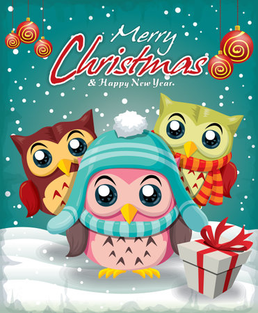 Vintage Christmas poster designのイラスト素材