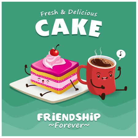 Coffee and cake design over green background, vector illustration.のイラスト素材