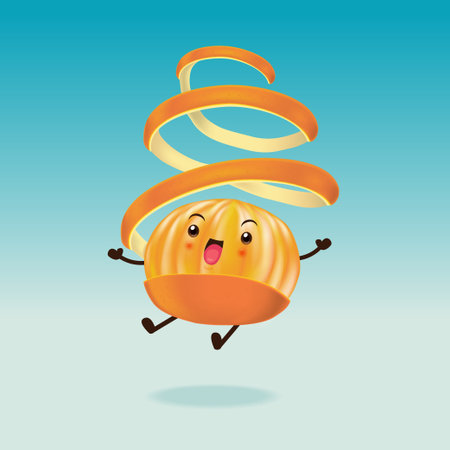 Vintage food poster design with vector orange character.のイラスト素材