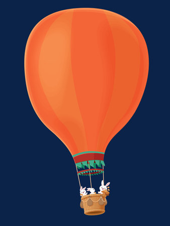 Vintage Mid Autumn Festival poster design with the rabbit character. Translation: Mid Autumn Festival, Fifteen of August.のイラスト素材