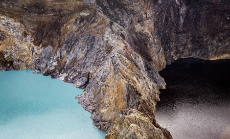Close-up shot of Kelimutu crater lakes in Kelimutu national park, Moni, Flores island, Indonesia.