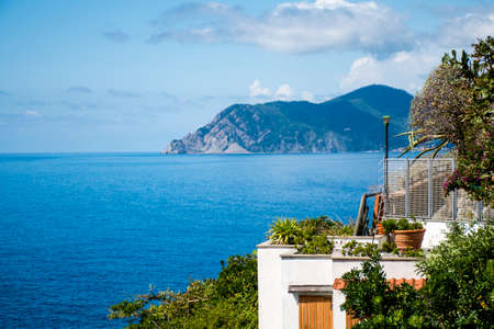 Italy Cinque Terre - the five villages at the Italian Riviera - Liguria seaviewの写真素材