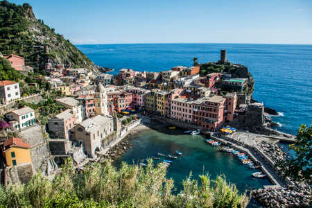 Italy Cinque Terre the five villages at the Italian Riviera Liguriaの写真素材