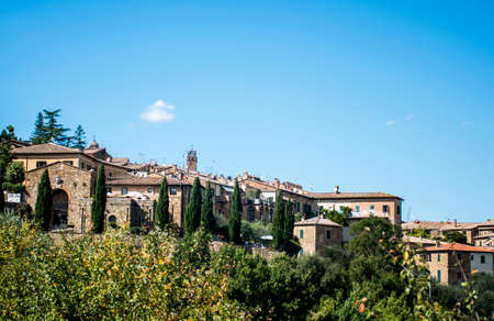 View over the toscany from the Top of San Gimignano 2の写真素材