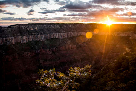 Grand Canyon National Park North rim lodge sunset viewの写真素材