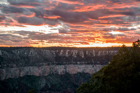 Grand Canyon National Park North rim lodge sunset view 2の写真素材
