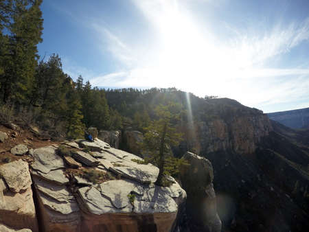 Grand Canyon National Park hiking view down the north rim 2の写真素材