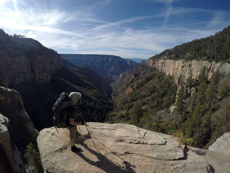 Grand Canyon National Park hiking view down the north rim 4の写真素材
