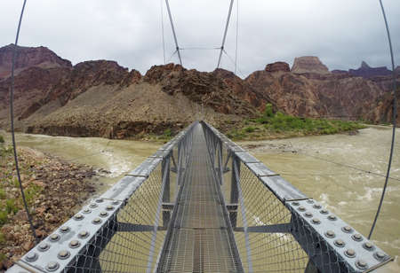 Grand Canyon National Park USA silver bridge over Coloradoo riverの写真素材