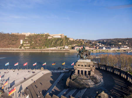 Koblenz City Germany with historic German Corner where Rhine and moselle flow together 3の写真素材