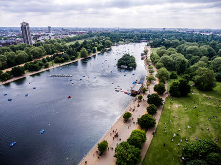London big hyde park in the city for chilling aerial 2の写真素材