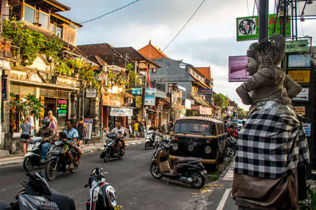 Bali Indonesia Ubud City Life of local people at sunset 08.09.2015のeditorial素材
