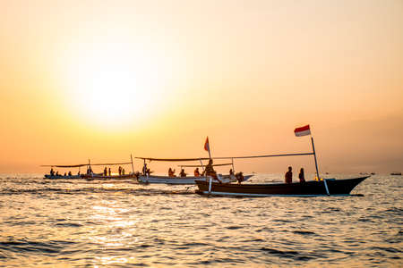 Bali Indonesia free Dolphin boat Watching at Lovina Beach 5の写真素材