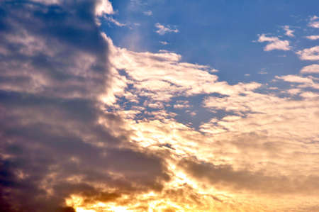Clouds divided sky during sunset colorful light against dark 4