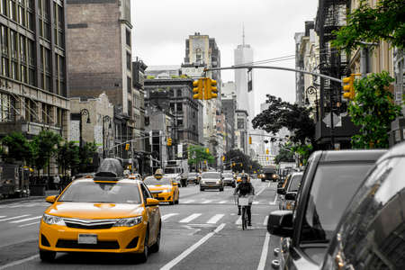 New York City Taxi Streets USA Skyline the Big Apple Black white yellow
