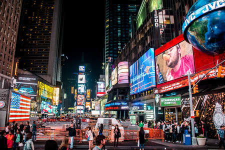Times Square by night in New York City United States Skyline 25.05.2014のeditorial素材