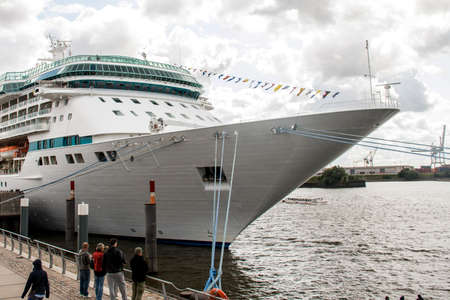 Cruise Ship boat at Hamburg Harbor in germanyの写真素材