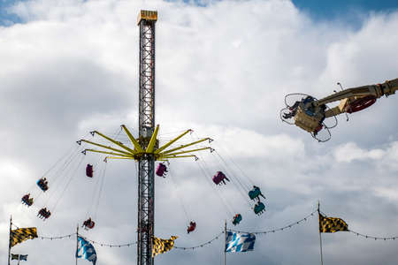 Hamburg City Germany The Dom fun park carousel roundabout 2の写真素材