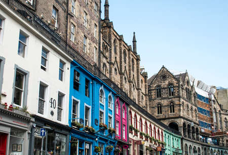 Scotland United Kingdom Edinburgh 14.0 5.2016 -colorful city historic Town Architecture Fassadeのeditorial素材