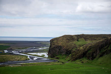 View from Skogafoss beautiful in green Iceland Summer 2の写真素材