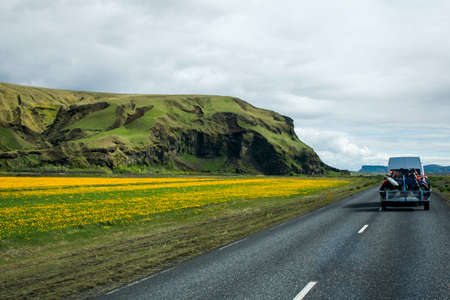 epic Landscape in Iceland street Motorcross MX Adventureの写真素材
