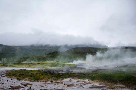 The Great Geysir Strokkur in Iceland hot fog geologyの写真素材