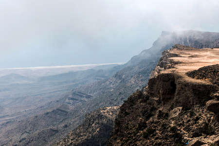 Highest point Jabal Samhan mountain viewpoint in Dhofar mountains Oman 5の写真素材