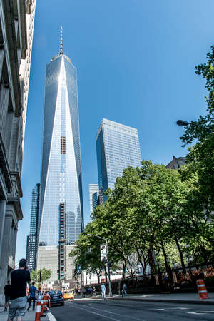 New York City - United States - 25.05.2014 Skyline view on construction side one world trade center