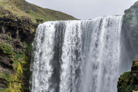 Skogafoss beautiful waterfall green Iceland