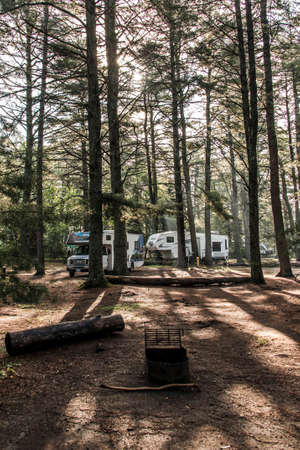 Canada Algonquin National Park 30.09.2017 Parked RV camper Lake two rivers Campground Beautiful...