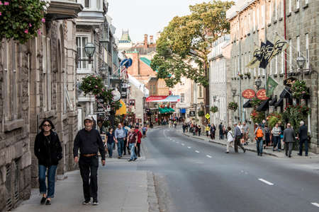 QUEBEC CITY CANADA 13.09.2017 People life at Saint Johns street part of Old Quebec UNESCO world heritage treasureのeditorial素材