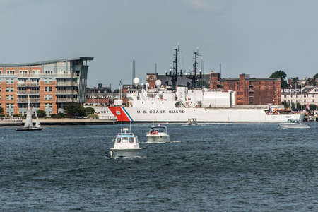Boston, MA, USA 05.09.2017 - Ships of The US Coast Guard docked at Base Boston on sunny dayのeditorial素材